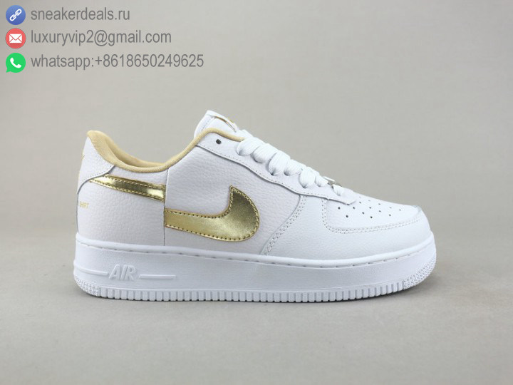 NIKE AIR FORCE 1 LOW '07 WHITE GOLD UNISEX LEATHER SKATE SHOES